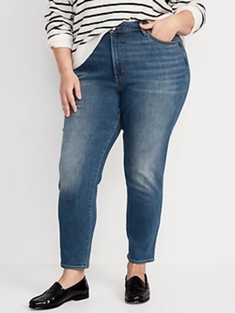 High-Waisted OG Straight Medium-Wash Built-In Warm Ankle Jeans for Women