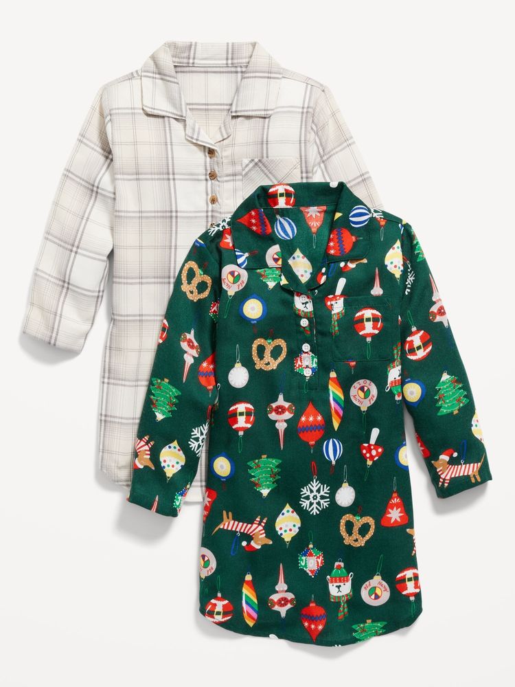 Old Navy Matching Print Henley Nightgown 2-Pack for Toddler Girls