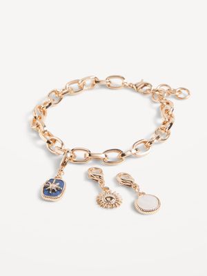 Gold-Tone Chain-Link Convertible Charm Bracelet for Women