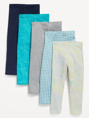 Built-In Tough Jersey-Knit Crop Leggings 5-Pack for Girls