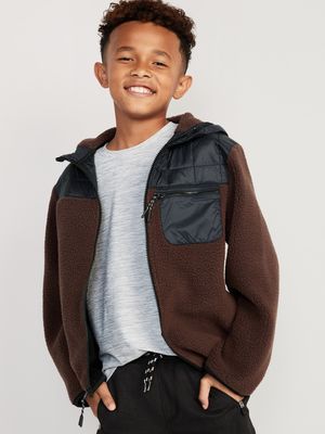Hooded Sherpa Quilted Hybrid Jacket for Boys