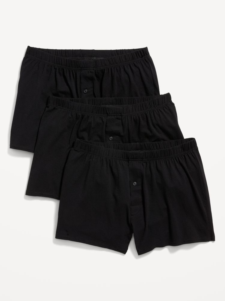 Solid Jersey-Knit Boxer-Brief Underwear 3-Pack for Men-6.25-inch inseam