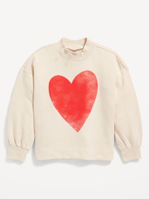 Mock-Neck Graphic Cocoon Sweatshirt for Girls