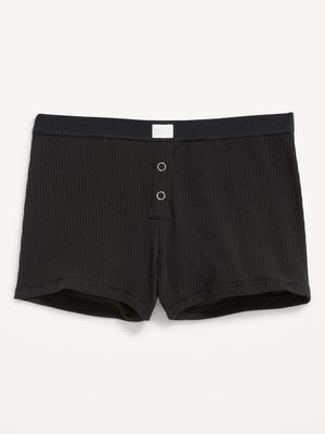 Mid-Rise Rib-Knit Boyshort Underwear for Women