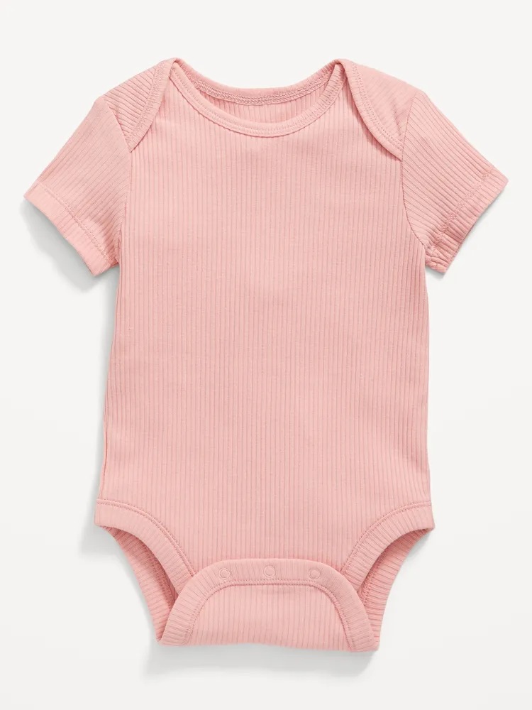 Unisex Short-Sleeve Rib-Knit Bodysuit for Baby