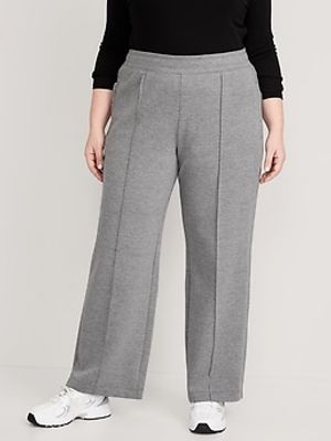 High-Waisted Dynamic Fleece Pintucked Straight Pants for Women
