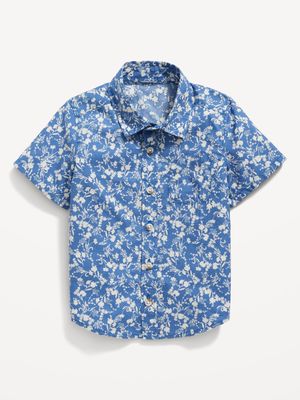 Short-Sleeve Matching Printed Poplin Shirt for Toddler Boys