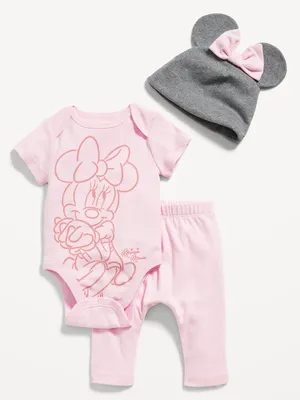 Disney Minnie Mouse 3-Piece Bodysuit, Pants and Hat Layette for Baby