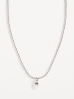 Silver-Tone Rose Quartz Pendant Necklace for Women