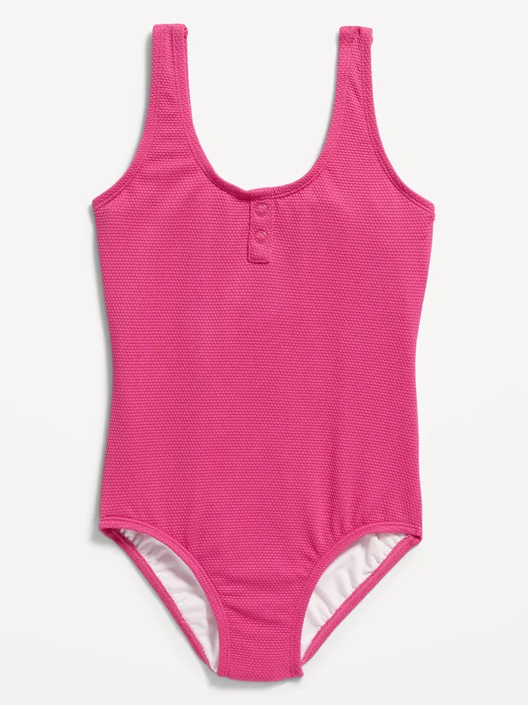 One-Piece Henley Swimsuit for Girls