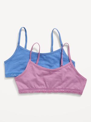 Jersey-Knit Lace-Trim Cami Bra 2-Pack for Girls