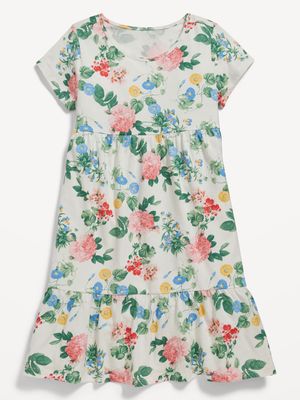 Short-Sleeve Printed Swing Dress for Girls