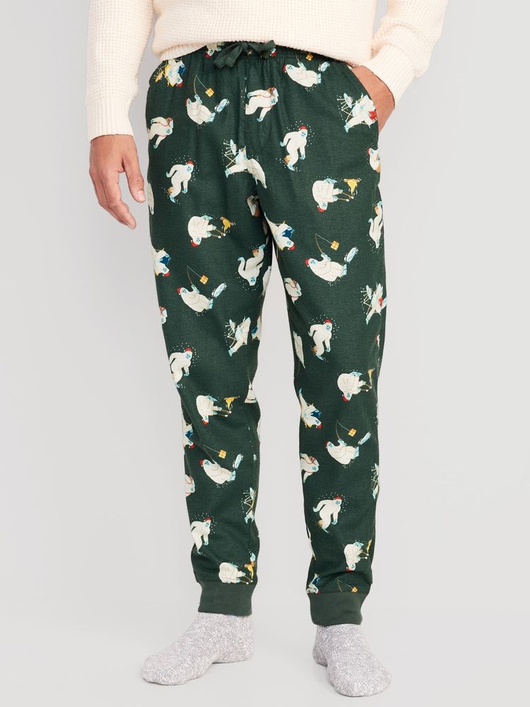 Matching Printed Flannel Jogger Pajama Pants for Men
