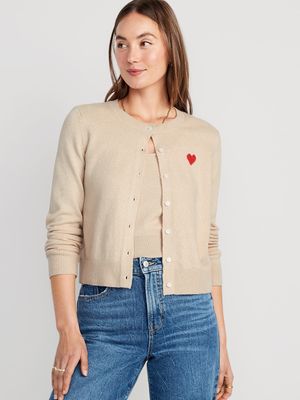 Cropped Jacquard Cozy-Knit Cardigan Sweater for Women