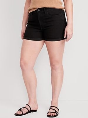 High-Waisted Wow Black-Wash Jean Shorts for Women