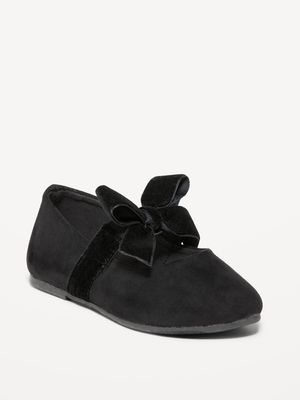 Faux-Suede Ribbon-Bow Ballet Flats for Toddler Girls