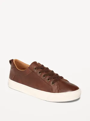 Gender-Neutral Elastic-Lace Faux-Leather Sneakers for Kids