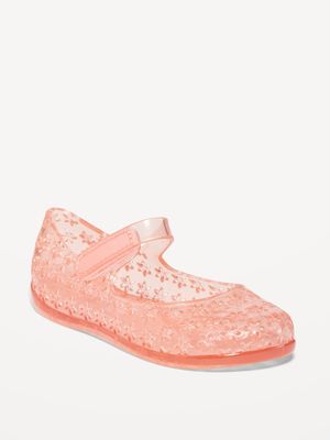 Glitter-Jelly Mary-Jane Flats for Toddler Girls