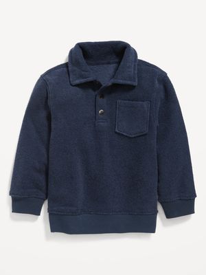 Cozy French-Terry Henley Pullover Sweater for Toddler Boys
