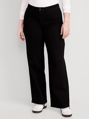High-Waisted Wow Black-Wash Wide-Leg Jeans for Women