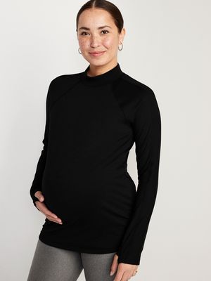 Maternity CozeCore Rib-Paneled Mock-Neck Top for Women