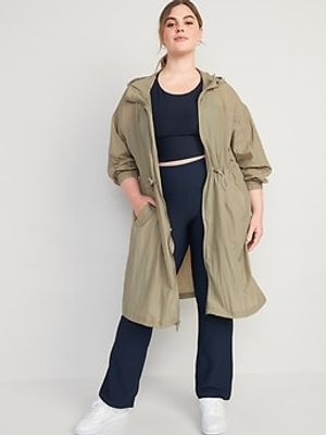 Hooded Tunic-Length Parka Jacket for Women