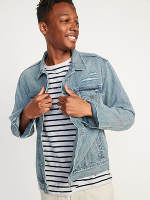 Distressed Non-Stretch Jean Jacket for Men