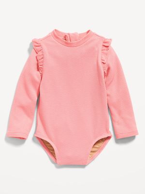 Matching Ruffle-Trim One-Piece Rashguard Swimsuit for Toddler