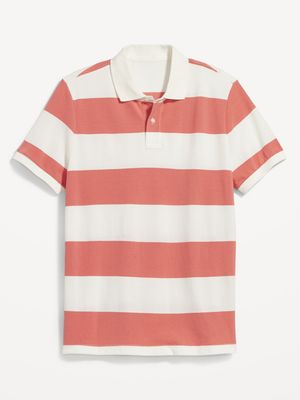 Rugby-Stripe Classic Fit Pique Polo for Men