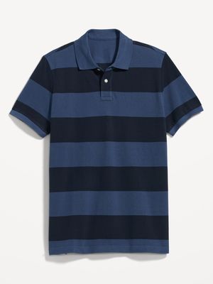 Rugby-Stripe Classic Fit Pique Polo for Men