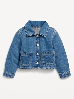 Cropped Jean Utility Shacket for Toddler Girls