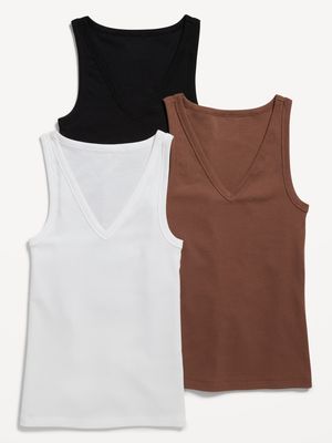 Slim-Fit First Layer Rib-Knit Tank Top 3-Pack for Women
