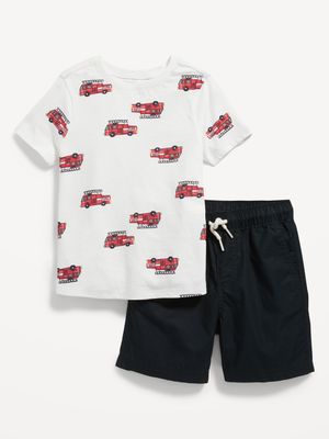 2-Pack T-Shirt and Cotton Poplin Pull-On Shorts Set for Toddler Boys