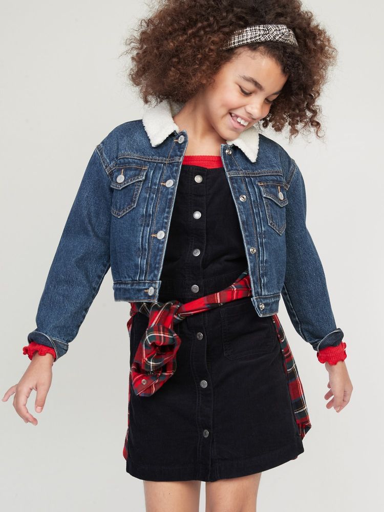 Sherpa-Lined Jean Trucker Jacket for Girls