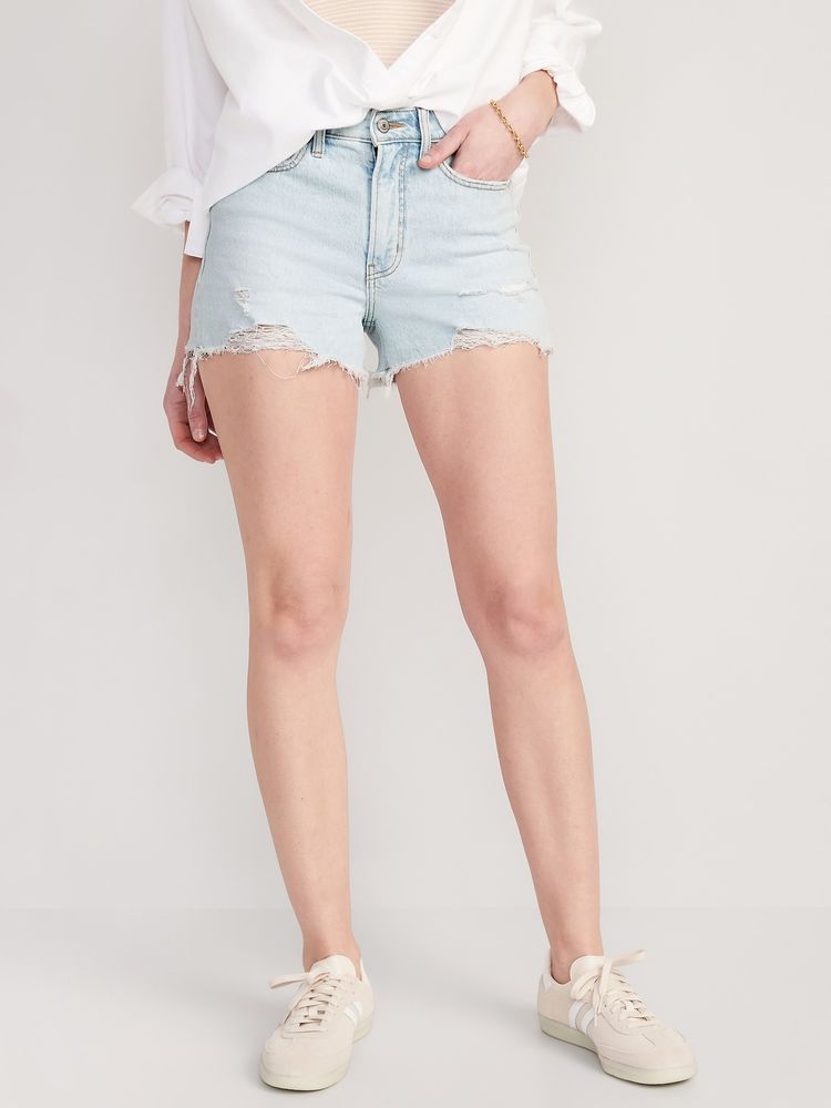 High-Waisted OG Straight Ripped Jean Shorts for Women - 3-inch inseam