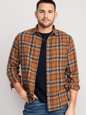 Plaid Double-Brushed Flannel Shirt for Men