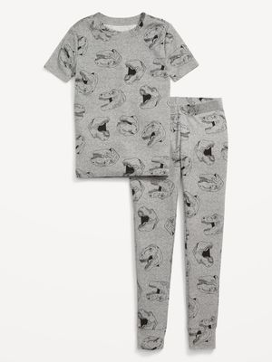 Gender-Neutral Short-Sleeve Printed Snug-Fit Pajama Set for Kids