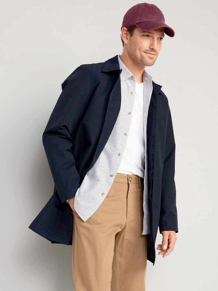 Water-Resistant Button-Front Topcoat for Men