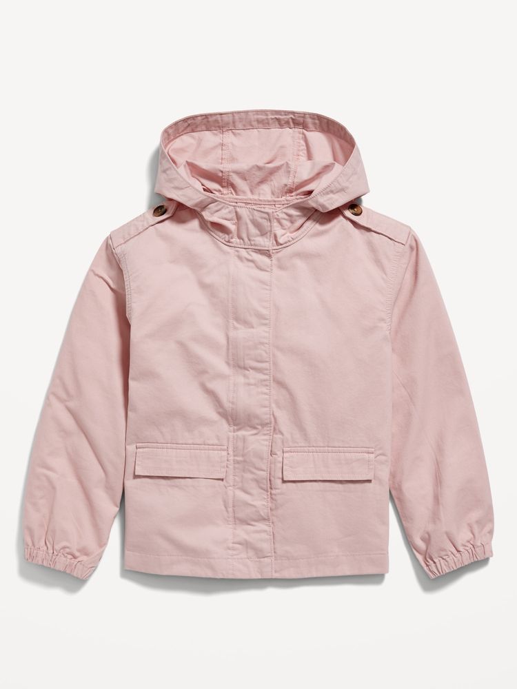 Hooded Twill Utility Jacket for Girls