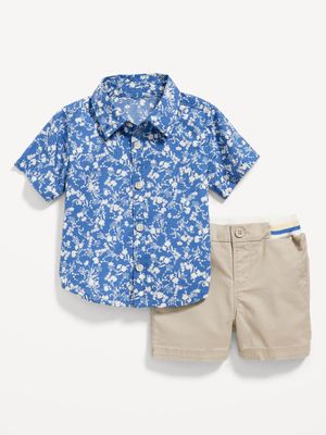 Short-Sleeve Poplin Shirt & Twill Shorts Set for Baby