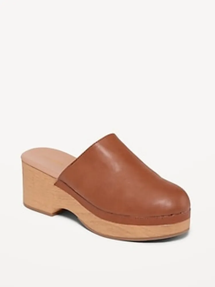 Faux-Leather Classic Clogs for Women