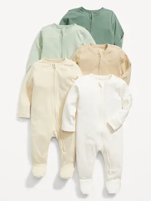 Unisex 2-Way-Zip Footie Sleep & Play One-Piece 5-Pack for Baby