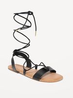 Faux-Leather Lace-Up Gladiator Sandals for Women