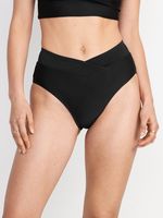 Matching High-Waisted Cross-Front Bikini Swim Bottoms