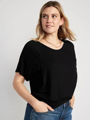 Maternity Luxe Ribbed Slub-Knit Nursing T-Shirt