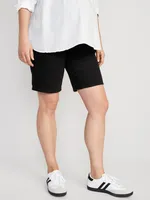 Maternity Full Panel OG Straight Black Jean Shorts - 9 -inch inseam