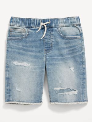 360 Stretch Ripped Pull-On Jean Shorts for Boys (At Knee