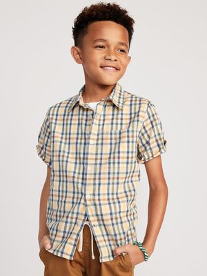 Short-Sleeve Printed Poplin Shirt for Boys