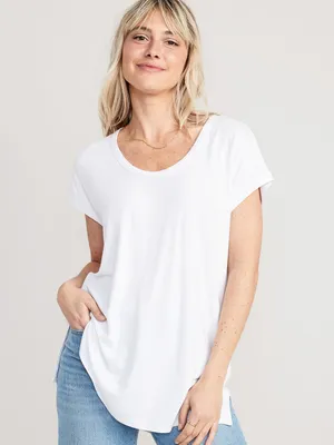 Luxe Voop-Neck Tunic T-Shirt for Women