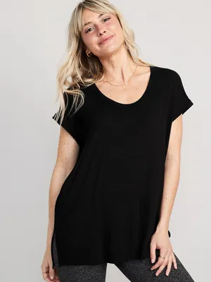 Luxe Voop-Neck Tunic T-Shirt